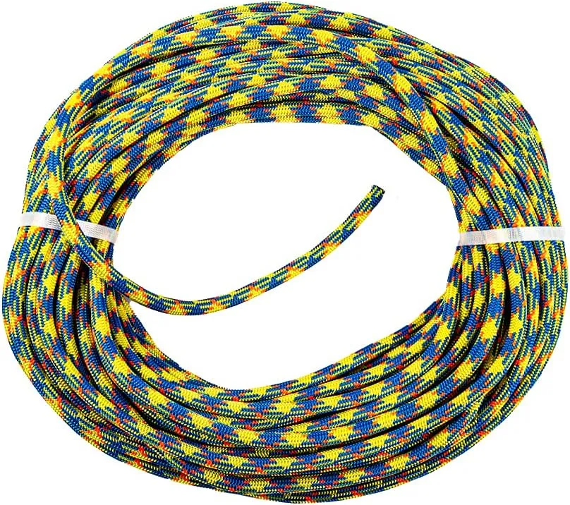drenaLINE Climbing Rope – 32-Strand Polyester Arborist Rope (11.8mm x 150ft, BlueOrangeYellow)