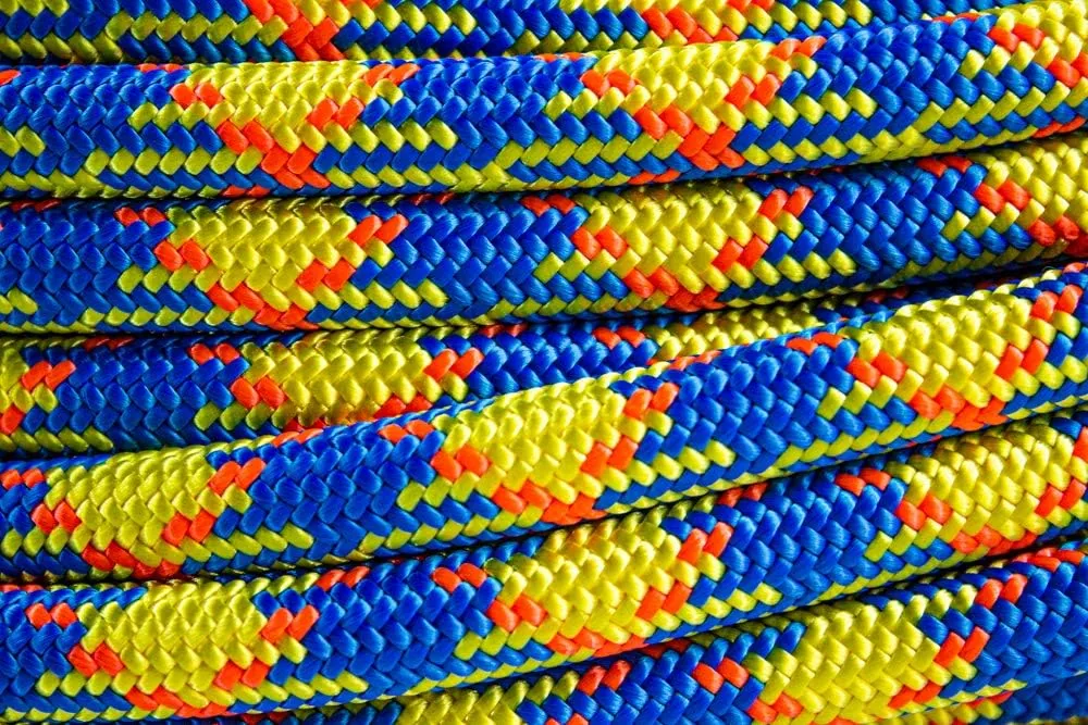 drenaLINE Climbing Rope – 32-Strand Polyester Arborist Rope (11.8mm x 150ft, BlueOrangeYellow)