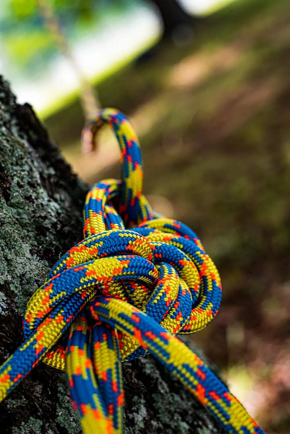 drenaLINE Climbing Rope – 32-Strand Polyester Arborist Rope (11.8mm x 150ft, BlueOrangeYellow)