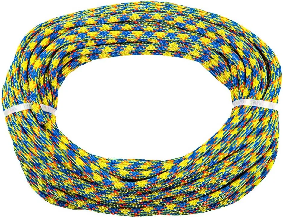 drenaLINE Climbing Rope – 32-Strand Polyester Arborist Rope (11.8mm x 150ft, BlueOrangeYellow)