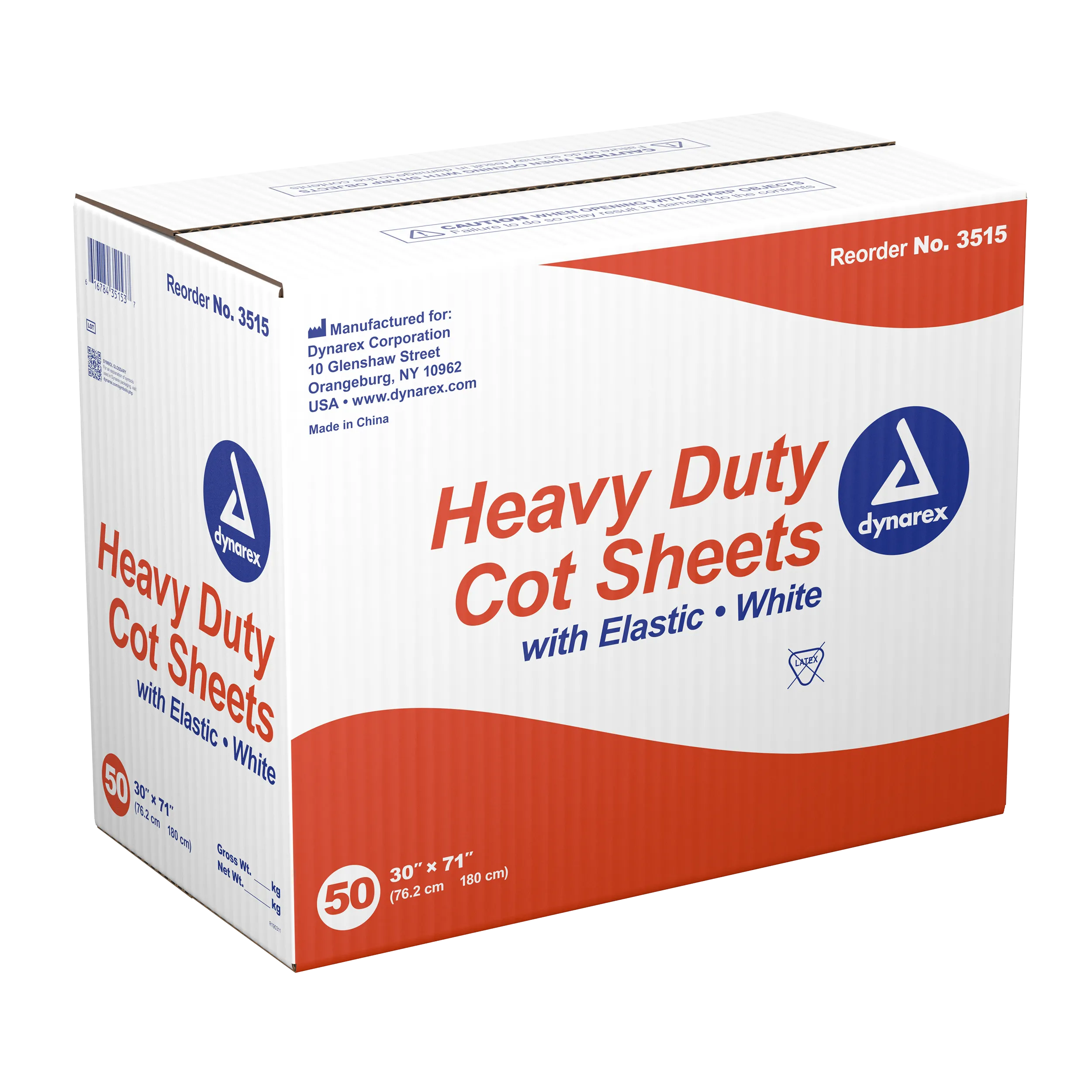 Dynarex - Heavy Duty Cot Sheet w/elastic, 30" x 71"