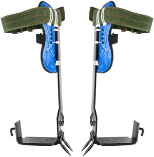 DYRABREST Tree Climbing Spikes Adjustable Climbing Tool Blue Stainless Steel 2 Gears Set Adjustable Lanyard Rope Rescue Belt