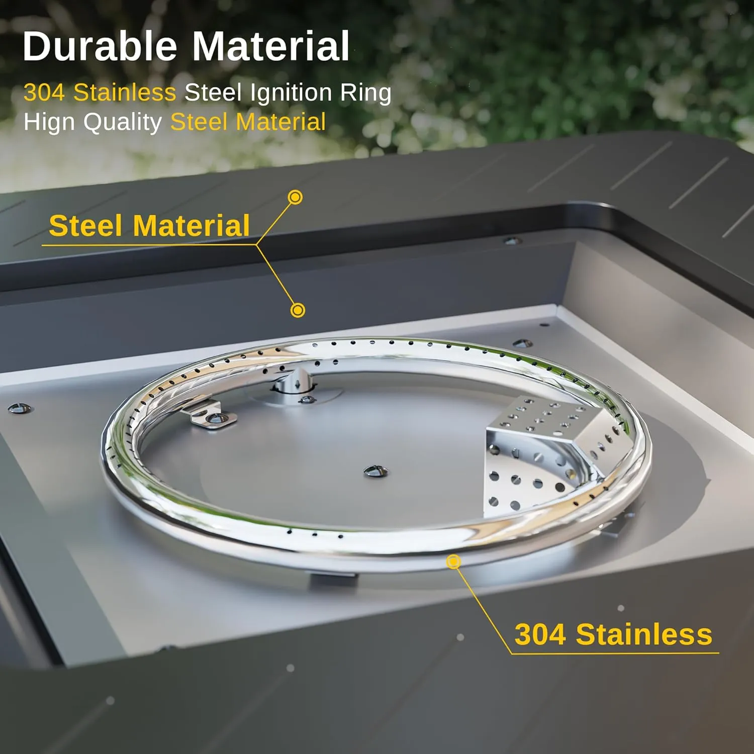 EAST OAK 28'' Stainless Steels Fire Pits Table, 50,000 BTU Upgraded Steel Gas FirePit for Outdoor, Outside Patio, CSA Certified Fire Table with Magnetic Lid, Cover-Storage Basket and Lava Rock, Black