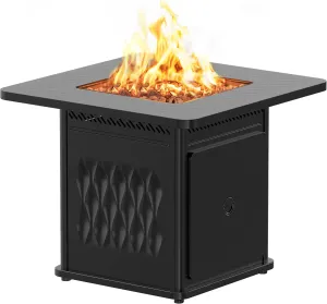 EAST OAK 32'' Propane Fire Pit Table, 50,000 BTU Steel Gas FirePit for Outdoor, Outside Patio Deck and Garden, CSA Certified Fire Table with Magnetic Lid, Cover-Storage Basket and Lava Rock, Black