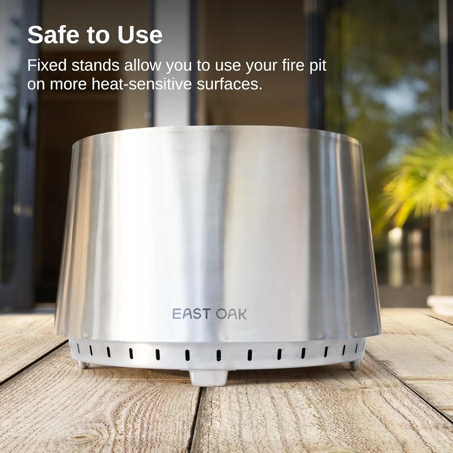 EAST OAK Camber Fire Pit Smokeless 21'' for Outside Patio, 304 Stainless Steel Wood Burning Fireplace, Portable Outdoor Bonfire Pit with Poker, Stand & Removable Ash Pan for Camping, Chisel Steel