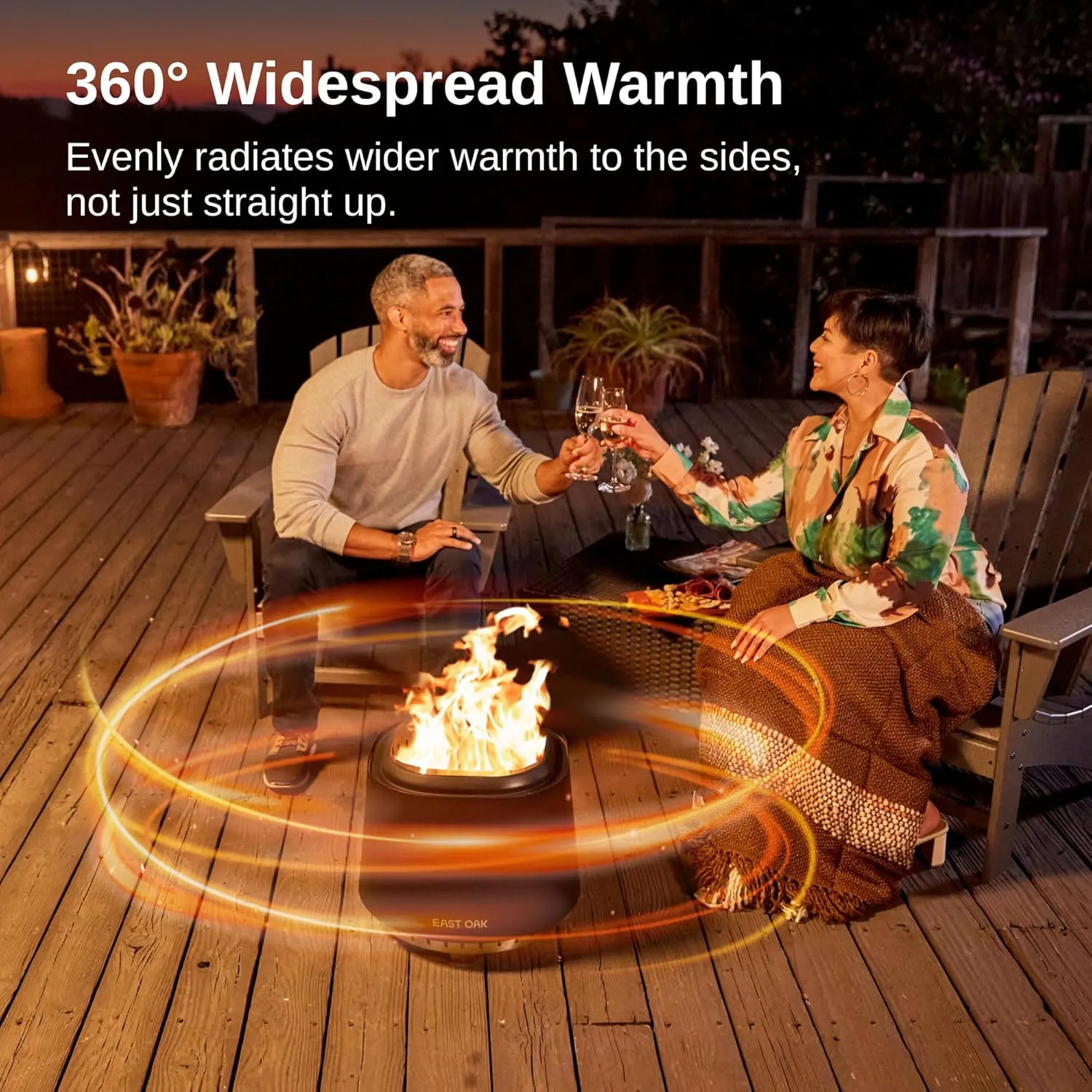 EAST OAK Camber Smokeless Fire Pit 17'' for Outdoor Patio, 304 Stainless Steel Wood Burning Fireplace, Portable Bonfire Pit with Poker, Stand & Removable Ash Pan for Camping