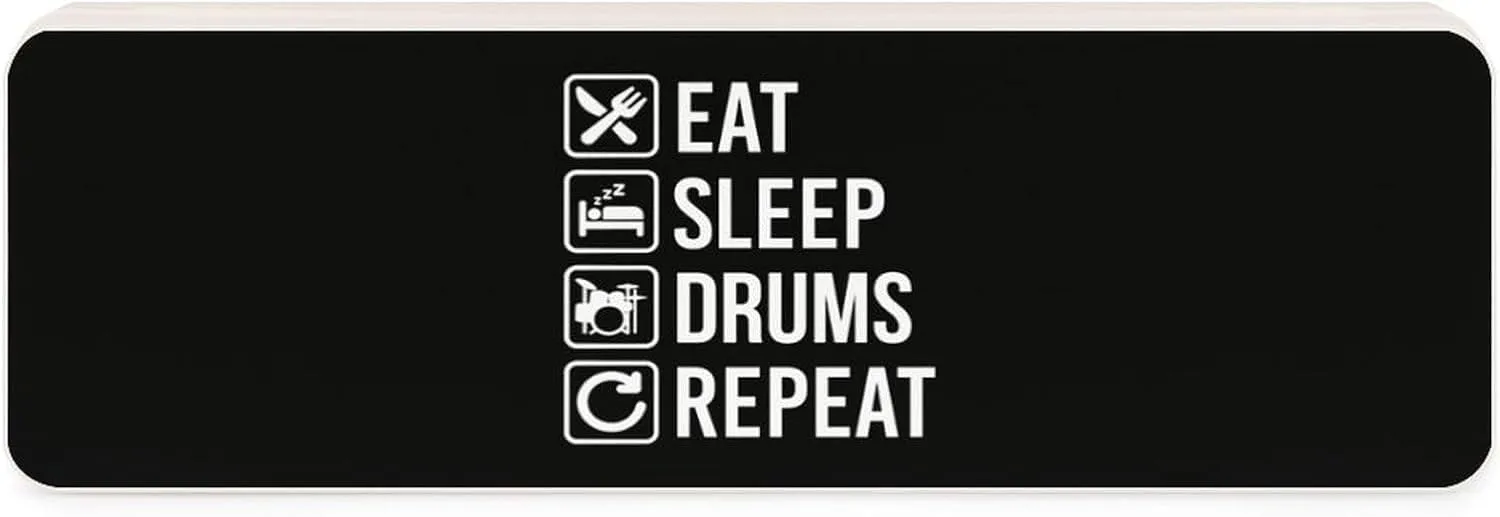 EAT Sleep Drum Repeat Rectangular Pencil Pen Case Portable Cute Storage Box with Lid Snap Closure