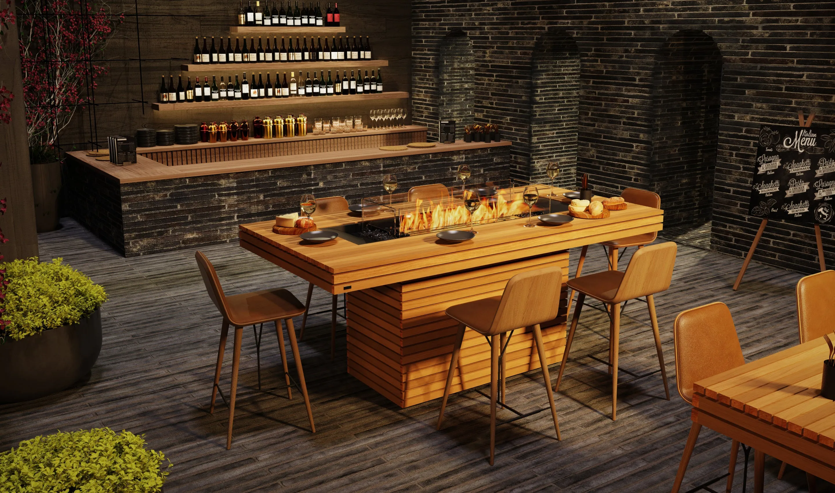 EcoSmart Fire Gin (Bar) Fire Pit Table with Bioethanol Sustainable Fuel