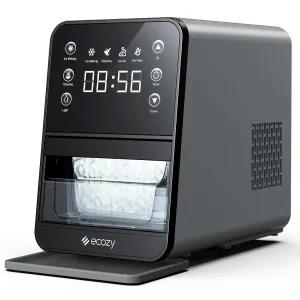 ecozy Nugget Ice Maker Countertop, Intuitive Ergonomic EcoScreen with One-Touch Timer, 33Lbs/24H Pebble Ice Maker Machine, Pull-Out Ice Basket with 3Lbs Storage, Self-Cleaning for Drinks & Cocktails