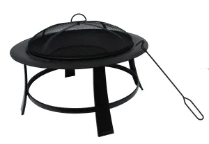 Eden Grace Patio 30 Inch Wood-Burning 4 Legs Fire Pit in Black Finish