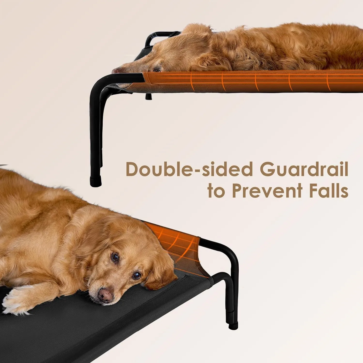 EHEYCIGA Reinforced Elevated XL Dog Cot Bed, Raised Outdoor Dog Hammock for Extra Large XLarge Dogs, Lifted Pet Platform with Frame and Washable Waterproof Teslin Mesh and Anti-Slip Feet, 47x31 inch