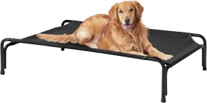 EHEYCIGA Reinforced Elevated XL Dog Cot Bed, Raised Outdoor Dog Hammock for Extra Large XLarge Dogs, Lifted Pet Platform with Frame and Washable Waterproof Teslin Mesh and Anti-Slip Feet, 47x31 inch