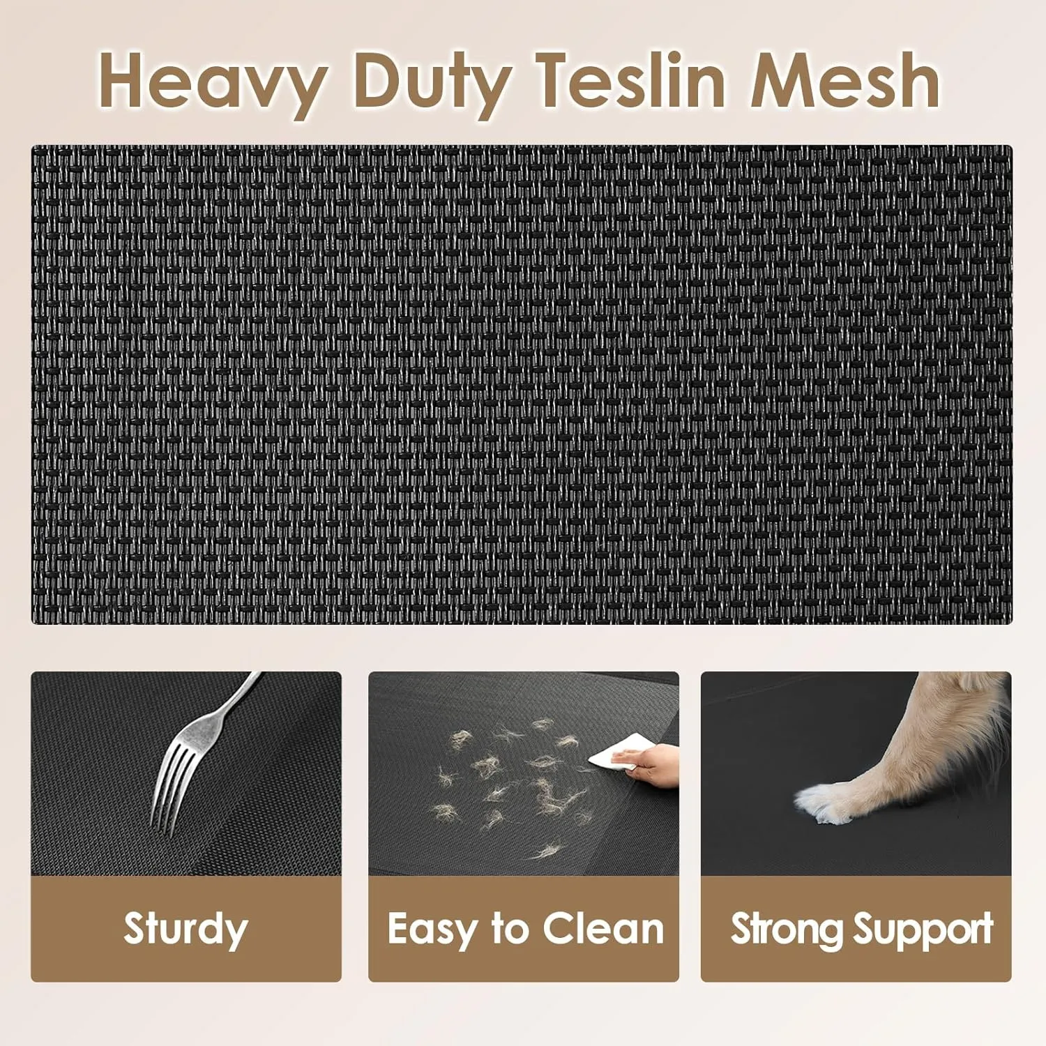EHEYCIGA Reinforced Elevated XL Dog Cot Bed, Raised Outdoor Dog Hammock for Extra Large XLarge Dogs, Lifted Pet Platform with Frame and Washable Waterproof Teslin Mesh and Anti-Slip Feet, 47x31 inch