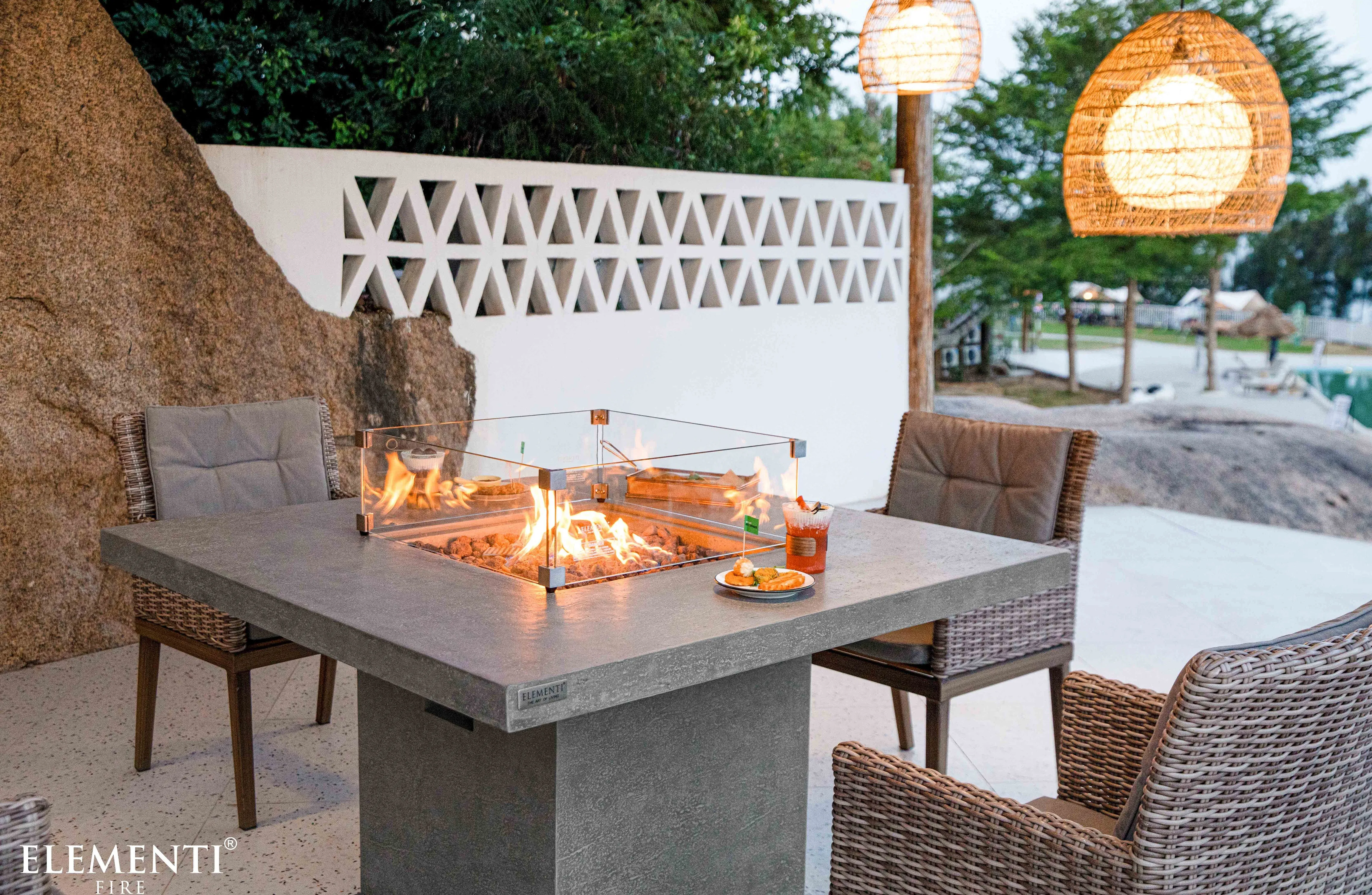 Elementi Concrete Birmaingham Dining Fire Pit Table (OFG202LG)