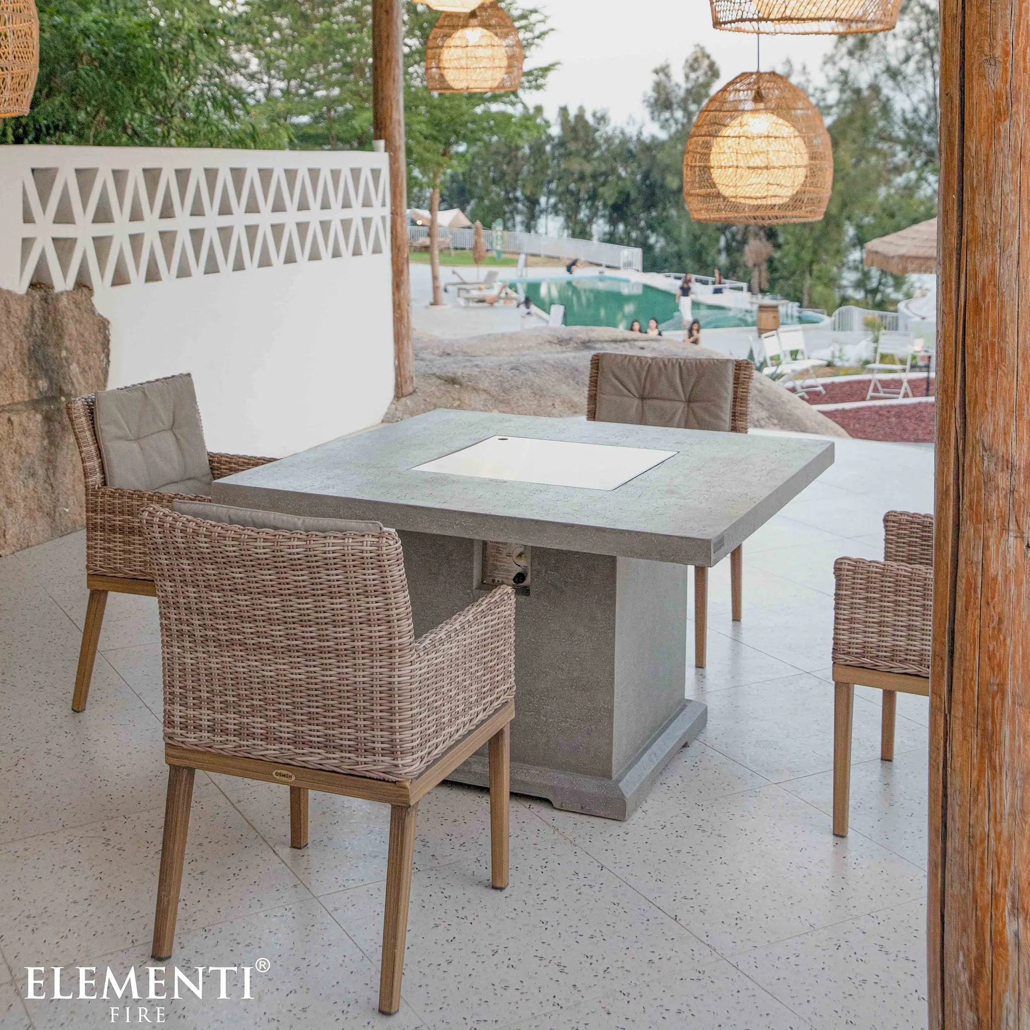 Elementi Concrete Birmaingham Dining Fire Pit Table (OFG202LG)