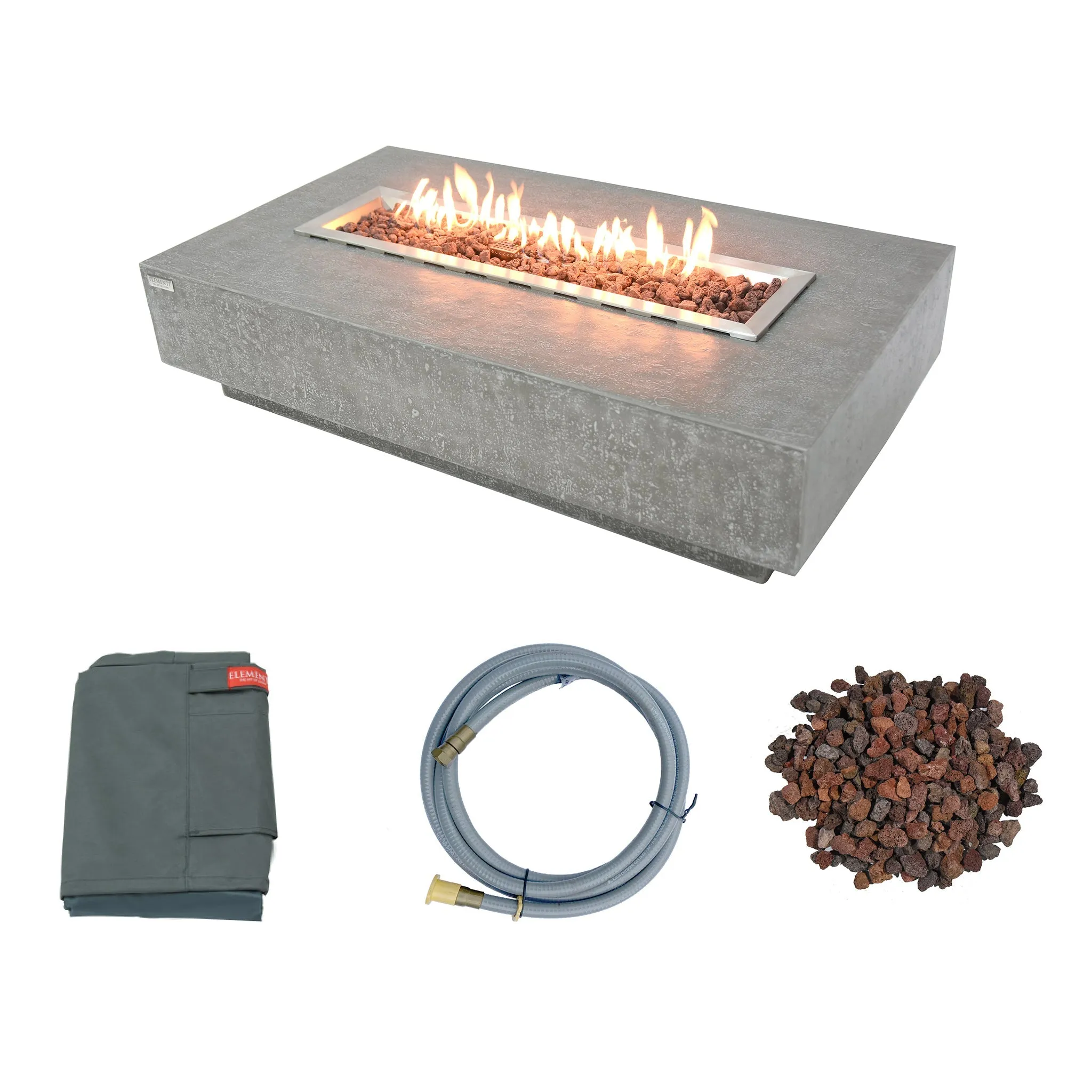 Elementi Hampton Fire Table Rectangle Concrete Fire Pit (OFG139)