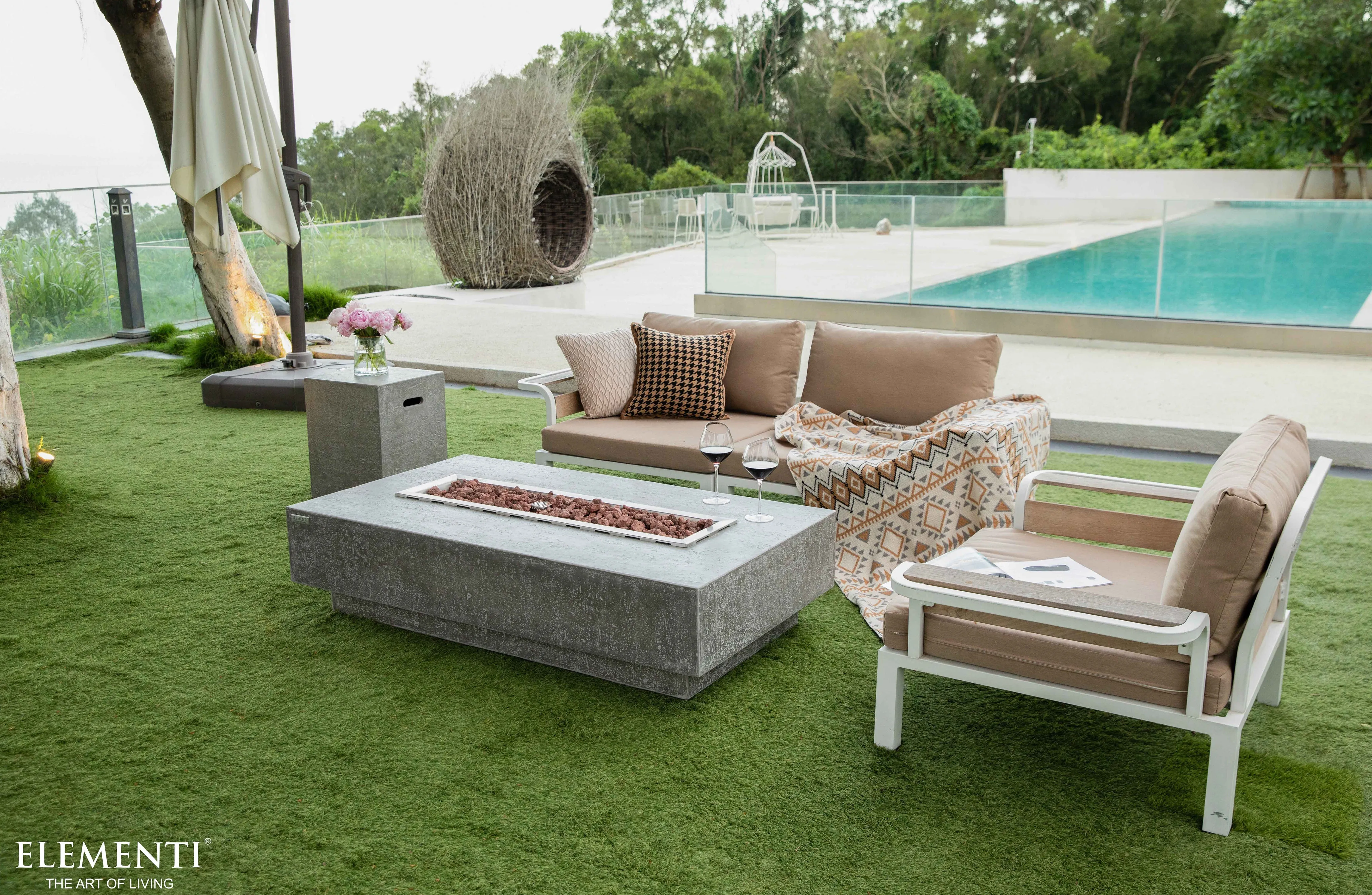Elementi Hampton Fire Table Rectangle Concrete Fire Pit (OFG139)