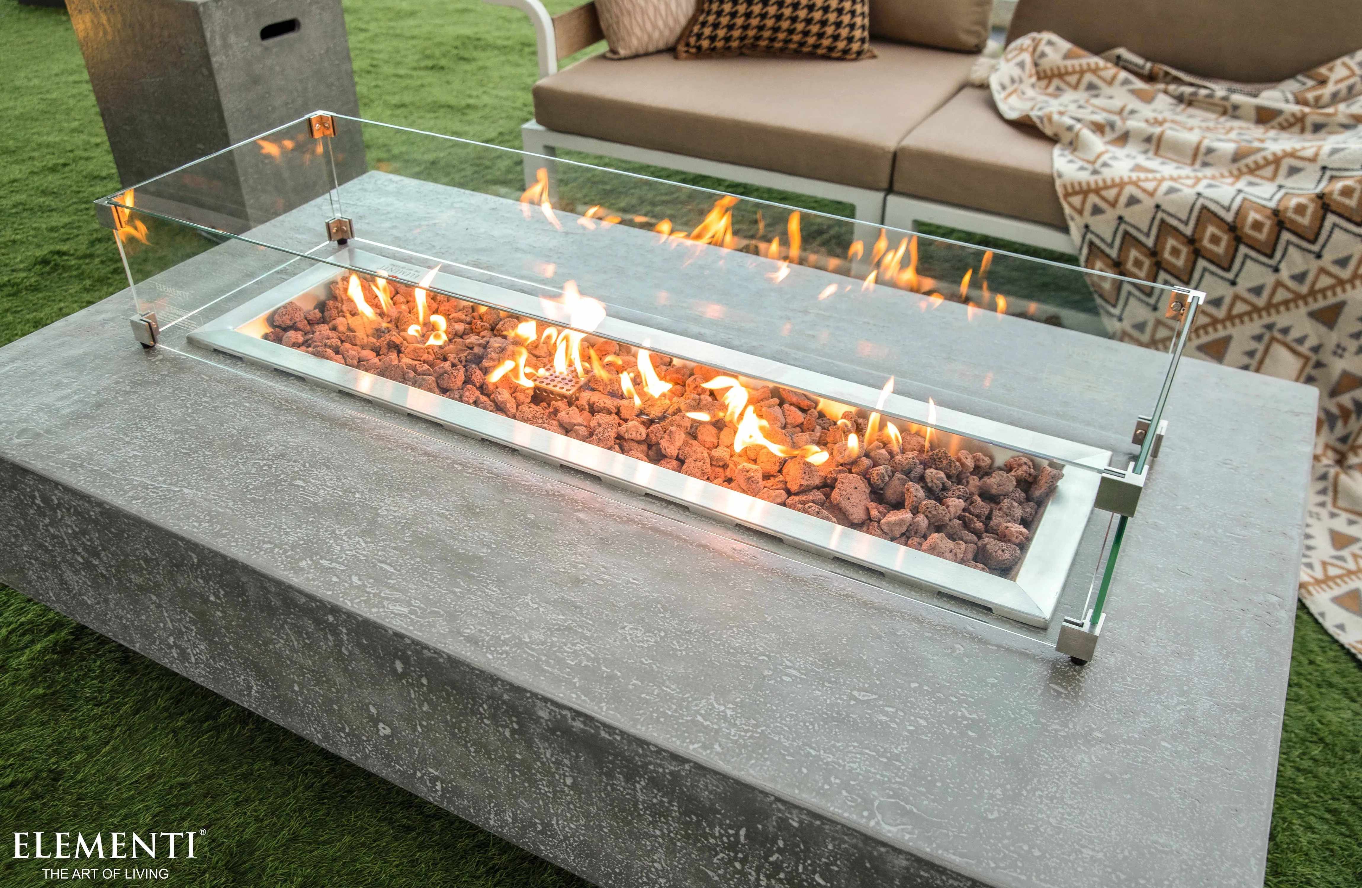 Elementi Hampton Fire Table Rectangle Concrete Fire Pit (OFG139)