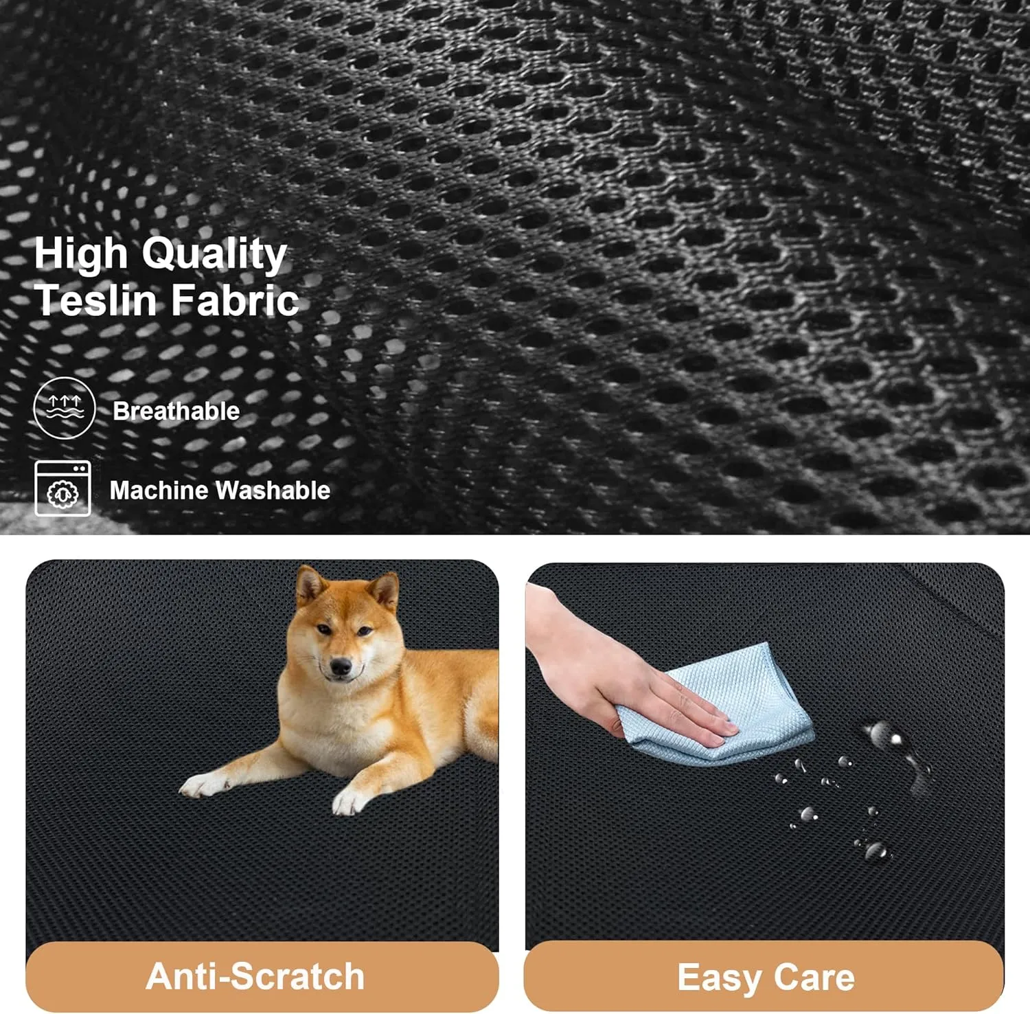 Elevated Dog Beds for Medium Dogs, Portable Raised Medium Dog Bed for Indoor & Outdoor Use, No-Slip Feet Pet Cots, Pet Hammock with Breathable Mesh, Black