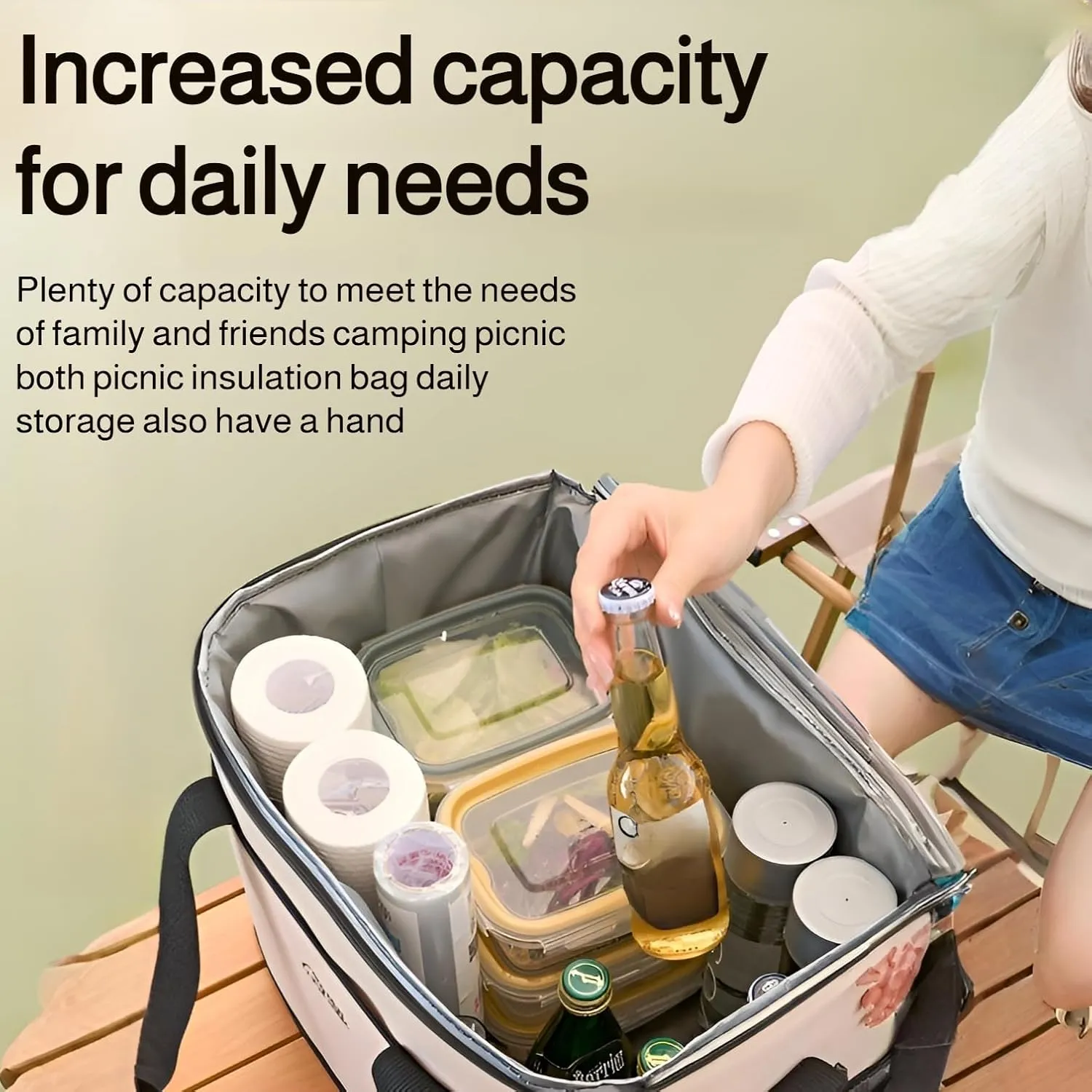 [Ellniges]【Outdoor Cooler Bag】 Portable Insulated Lunch Box for Camping & Picnic, 18L/30L Lightweight Thermal Food Delivery Bag with Waterproof Layer, 4-6Hrs Ness, Handheld/Shoulder Carry for Saud