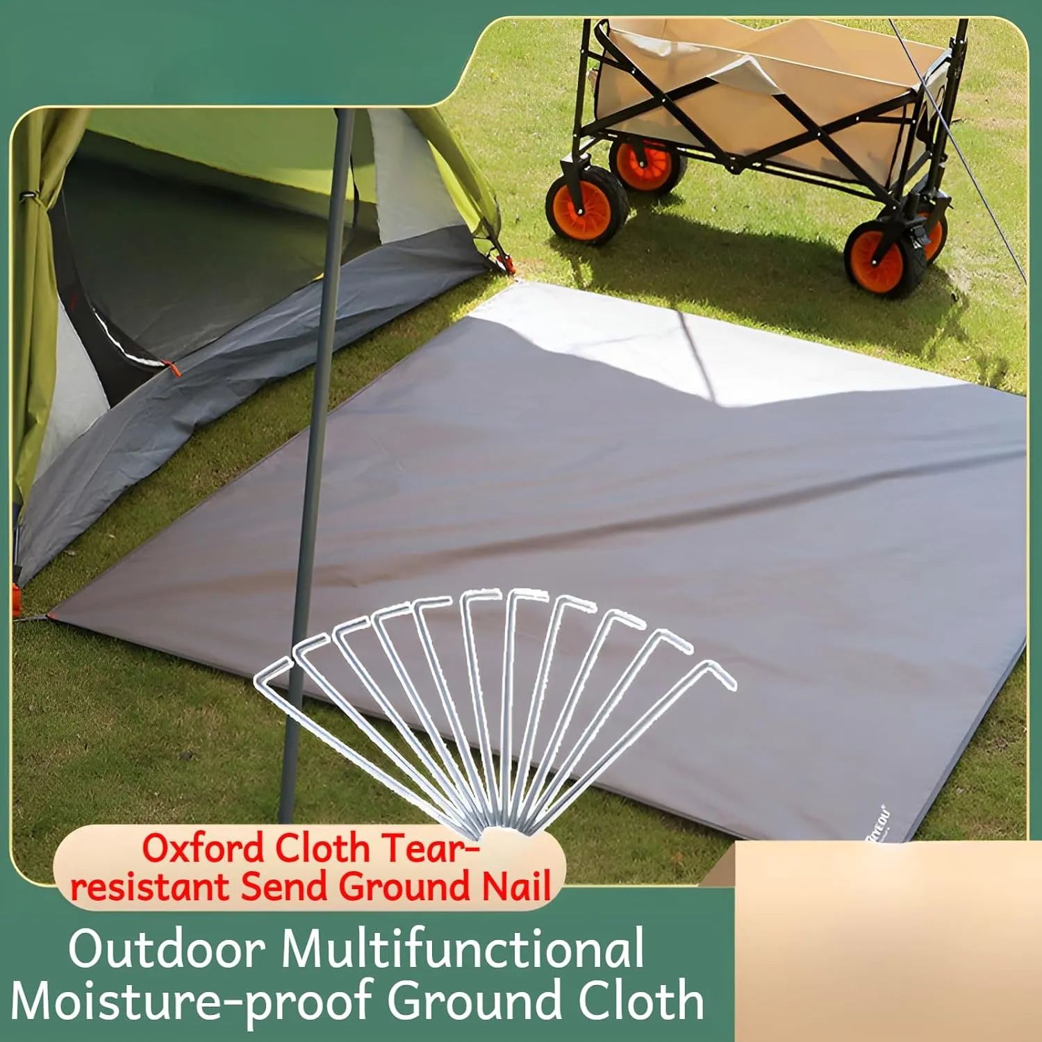 [Ellniges]【Waterproof Cam Ground Sheet】 Ox Ch Ouoor Mat –, Portable, Multi-Functional for Picnics & Cam, 210D Rip- Design, sy Setup with nforced Corners