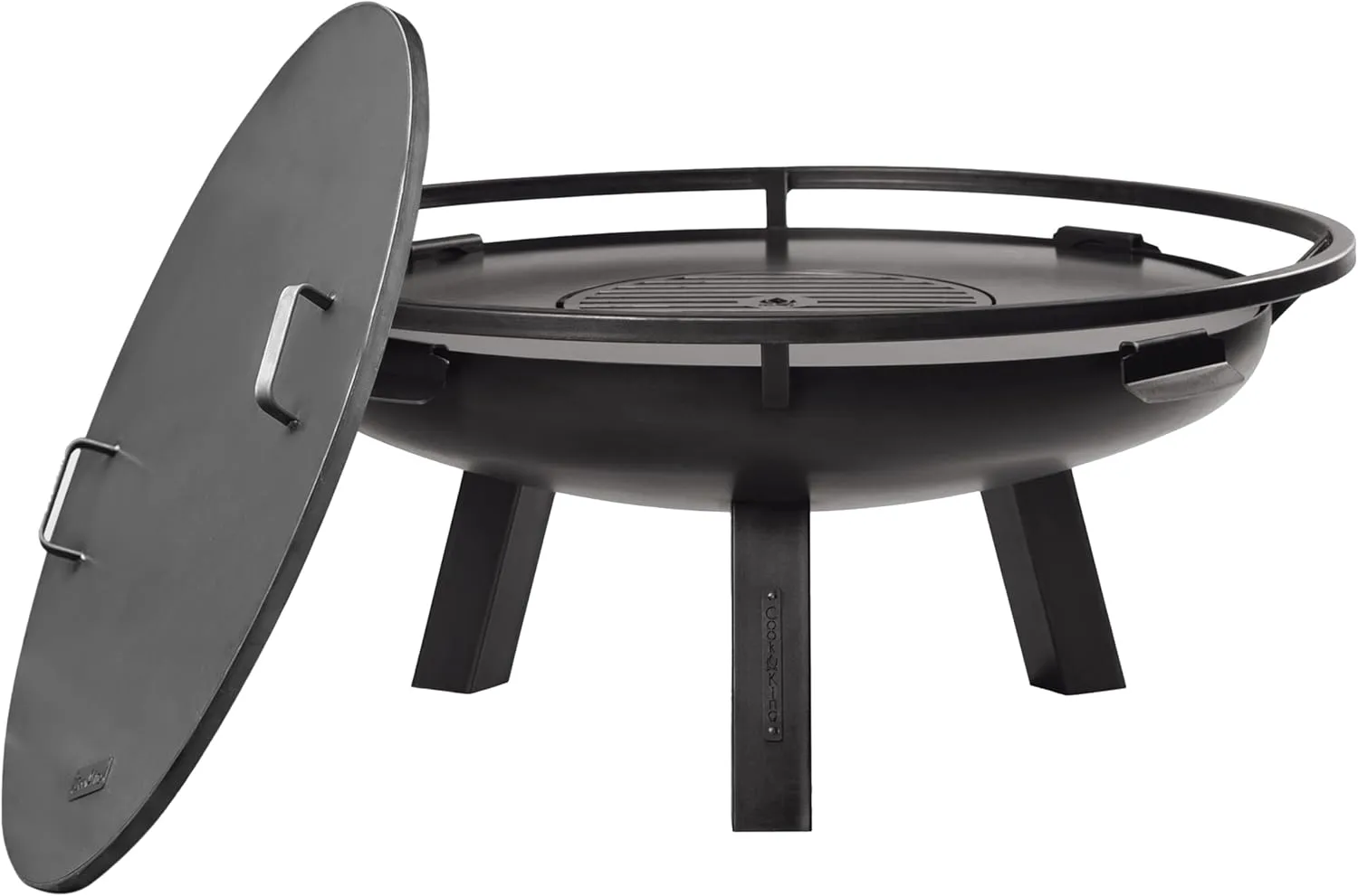 Ember 32" Handcrafted Cooking Fire Pit, Cooking Grill Plate Attachment and Cover Lid Attachment for Wood Burning for Backyard Grilling Campfire for Camping, Outdoor Steel, Good Directions Firepit