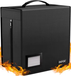 ENGPOW Fireproof CD Case, CD/DVD Storage Box,400 Capacity CD Binder DVD Storage Holder with Zippers, Portable Large Card Media Wallet Organizer Safe for Home Office Travel Car,Black,12.2"x11.8"x7.1"