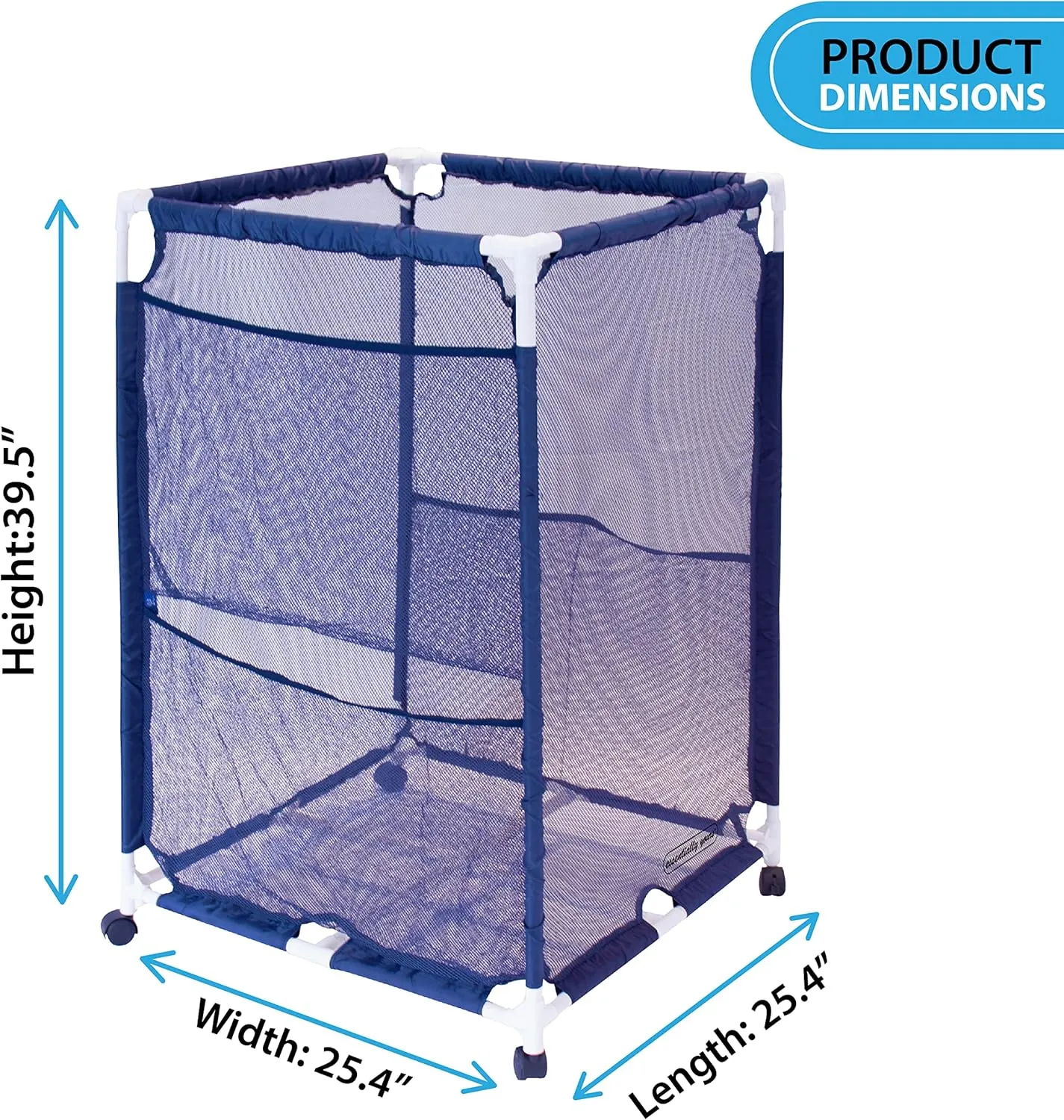 Essentially Yours Rolling Pool Storage Organizer Bin, Medium, (25.4" W x 25.4" L x 40" H), Blue/White Style 417227