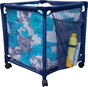 Essentially Yours Rolling Pool Storage Small Organizer Bin, (18" W x 18" L x 20" H), Blue Style 417244