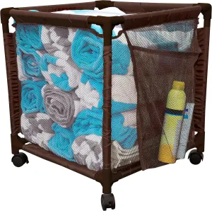 Essentially Yours Rolling Pool Storage Small Organizer Bin, (18" W x 18" L x 20" H), Brown Style 417244