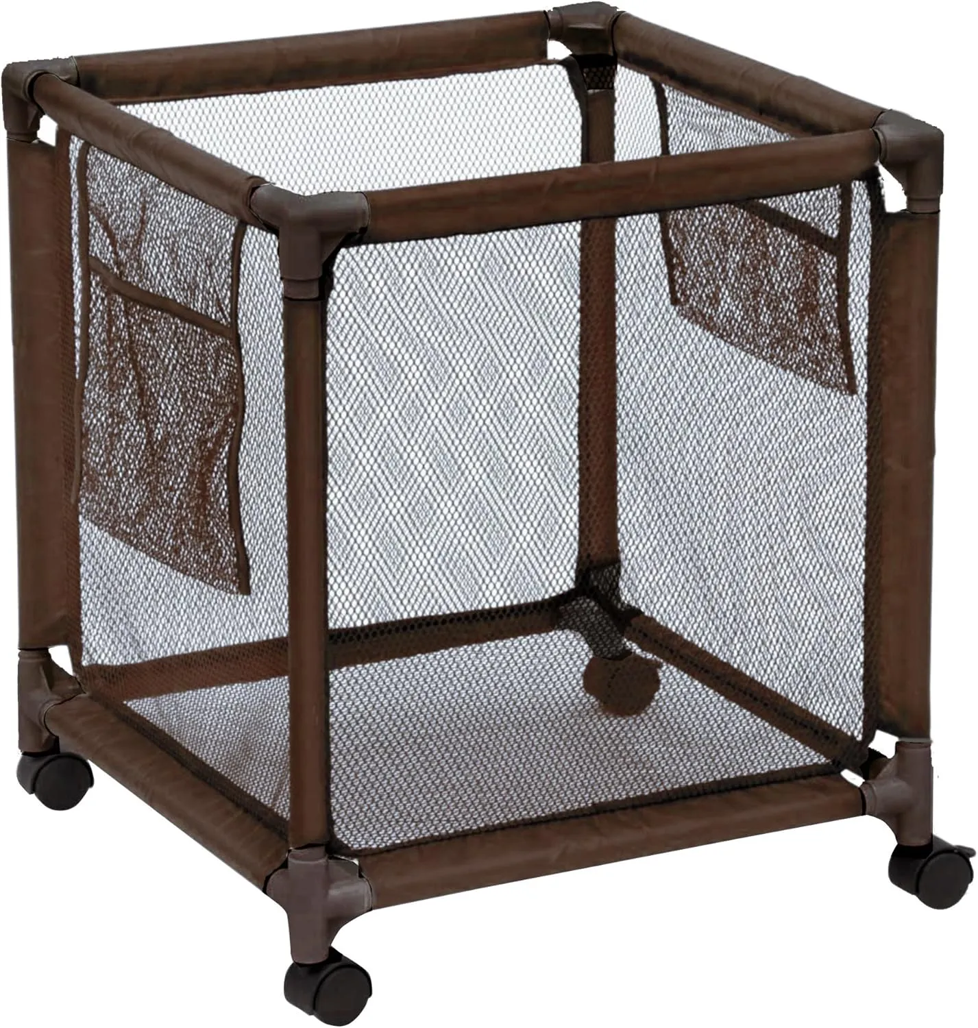 Essentially Yours Rolling Pool Storage Small Organizer Bin, (18" W x 18" L x 20" H), Brown Style 417244