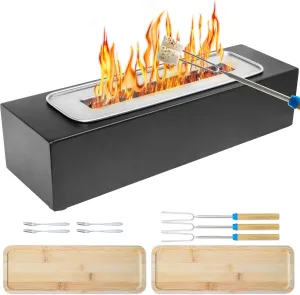 Ethanol Tabletop Fire Pit with S'Mores Kit, Indoor/Outdoor Portable Fireplace for Dinner Parties & Patio Decor, Unique Gift Ideas for Housewarming, Birthday, Christmas, White Elephant - Space Grey