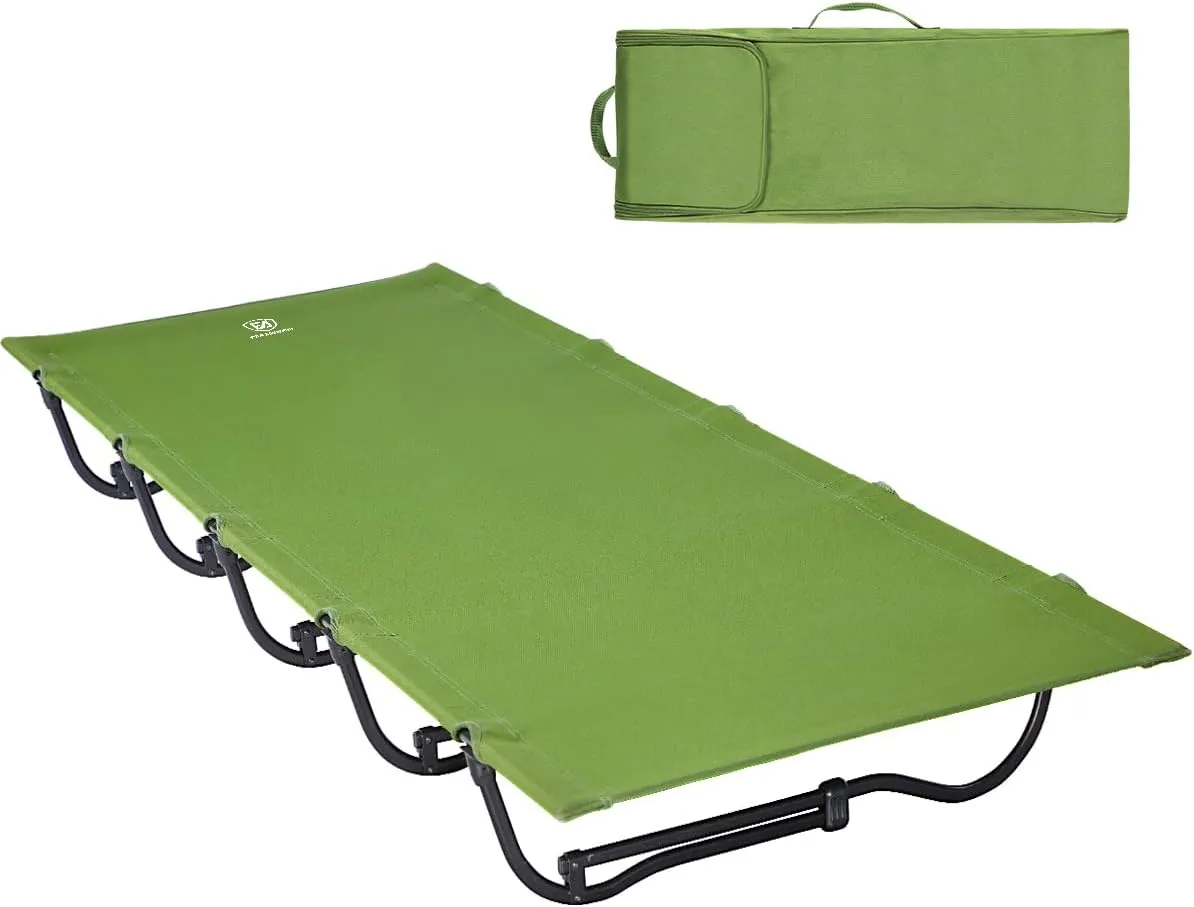 EVER ADVANCED Folding Camping Cot for Adults, Compact Sleeping Cots with Carry Bag, Portable Heavy Duty Foldable Camp Bed for Outdoor, Travel, Green