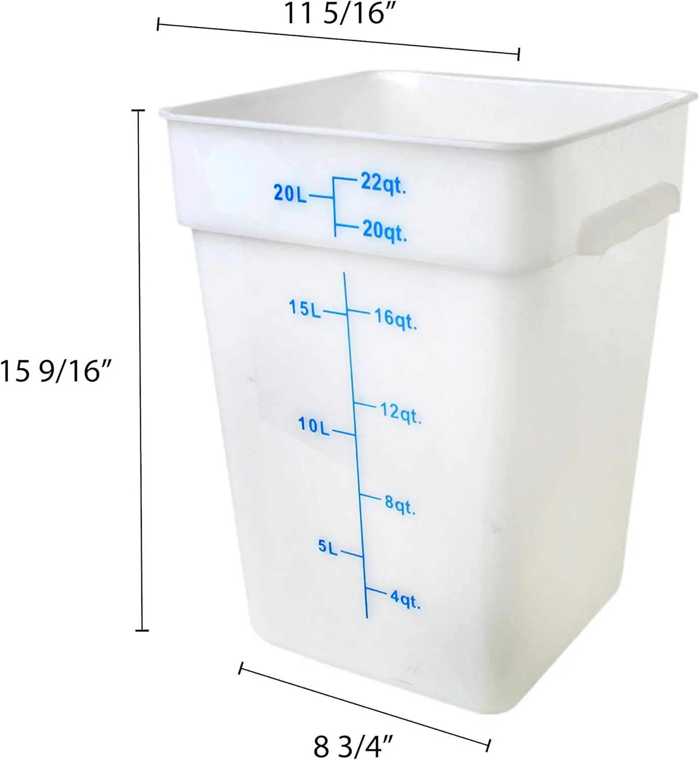 Excellante 22-Quart Polypropylene Square Food Storage Containers, White