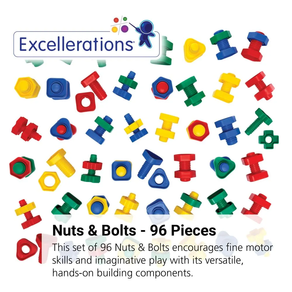 Excellerations Construction Toys, STEM Building Toys, Blocks, 2 inches L x 2 inches Dia x 2-1/2 inches H Builders, Connection Toys, Ages 3 Years and up, Preschool Manipulatives