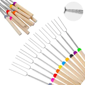 Extendable Marshmallow Roasting Sticks- 20Packs Extra Long 32' Extendable Stainless Steel Smores Sticks for BBQ,Fire Pit, Smore Skewers Hot Dog Fork Campfire Accessories, Camping Essentials