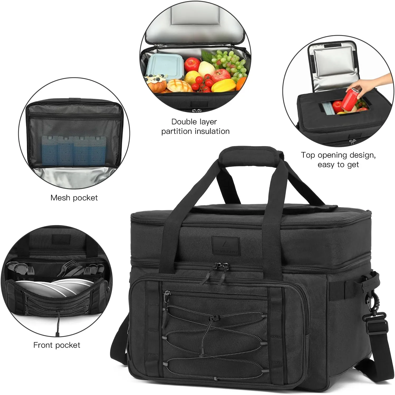 Extra Large Wheeled Portable Cooler Bag 85 Cans Double Deck Heavy Duty Rolling Insulated Cooler with All-Terrain Wheels Leakproof Tactical Soft Sided Cooler for Beach Camping Picnic Travel