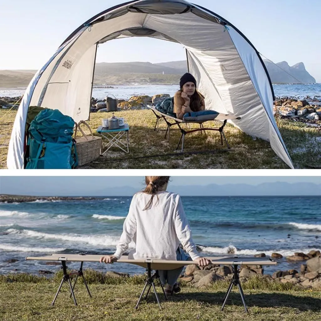 Extra-Wide Camping Cot, Upgrade Sturdy Camping Bed, Cots for Sleeping Support 300lb, Portable Cot with Carry Bag Ultralight Backpacking Cot for Travel(Beige)