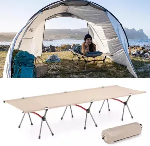 Extra-Wide Camping Cot, Upgrade Sturdy Camping Bed, Cots for Sleeping Support 300lb, Portable Cot with Carry Bag Ultralight Backpacking Cot for Travel(Beige)