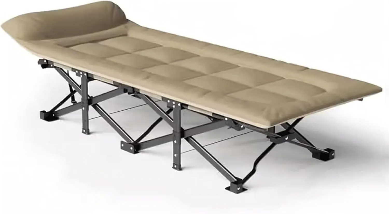 Extra Wide Camping Cot with Mattress, Guest Bed for Home/Office Nap, Portable Folding Bed for Sleeping, Tent Cot Built-in Pillow