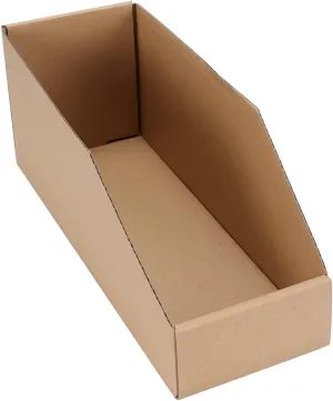 EXYGLO Cardboard Storage Bins 35 Pack, 12x4x4.5 Inch Cardboard Boxes, Corrugated Organizer Bins for Pantry, Shelves, Garage, Office, Shop, Brown