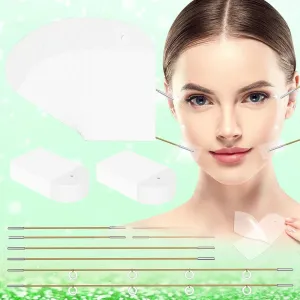 Face Lift Tape,100 Pcs Face Lifter with 8 Lifting Ropes, Neck Tape Lifting Invisible with String, Facelift Tapes and Bands, Invisible Neck Lifter Tapes for Makeup Facial Wrinkles Saggy Skin Waterproof