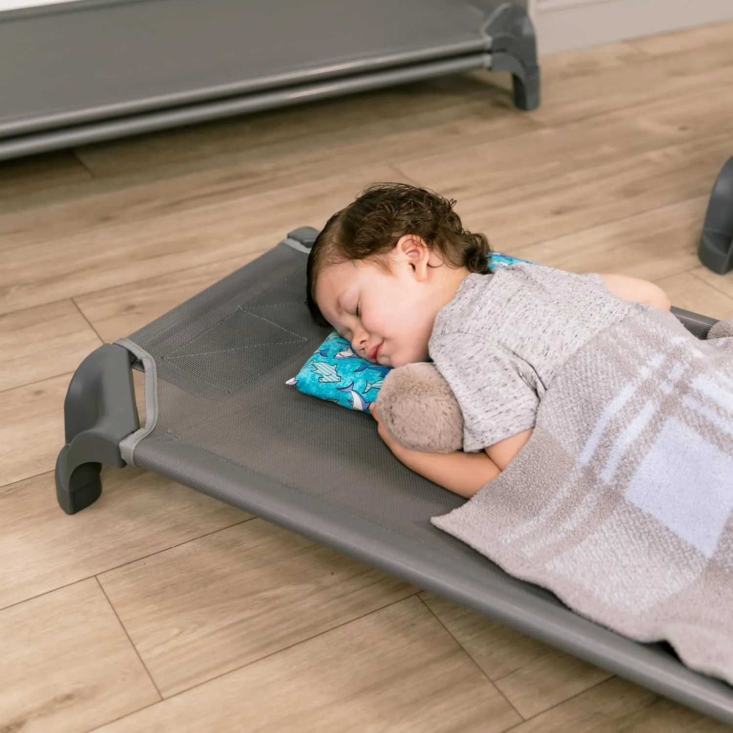 Factory Direct Partners Daycare Cot; Fully Assembled Stackable Toddler (40"L) Nap Cot for Rest Time, Children's Nap Time in Preschool, Classroom or Home (1-Piece) - Gray, 14283-GY