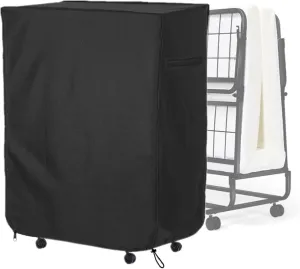 Falezern 33 in Folding Bed Cover, Black Rollaway Bed Storage Cover for Fold Up Bed, Thickened Folding Cot Bed Cover, With Metal Zipper and Adjustable Drawstring, Dustproof and Waterproof