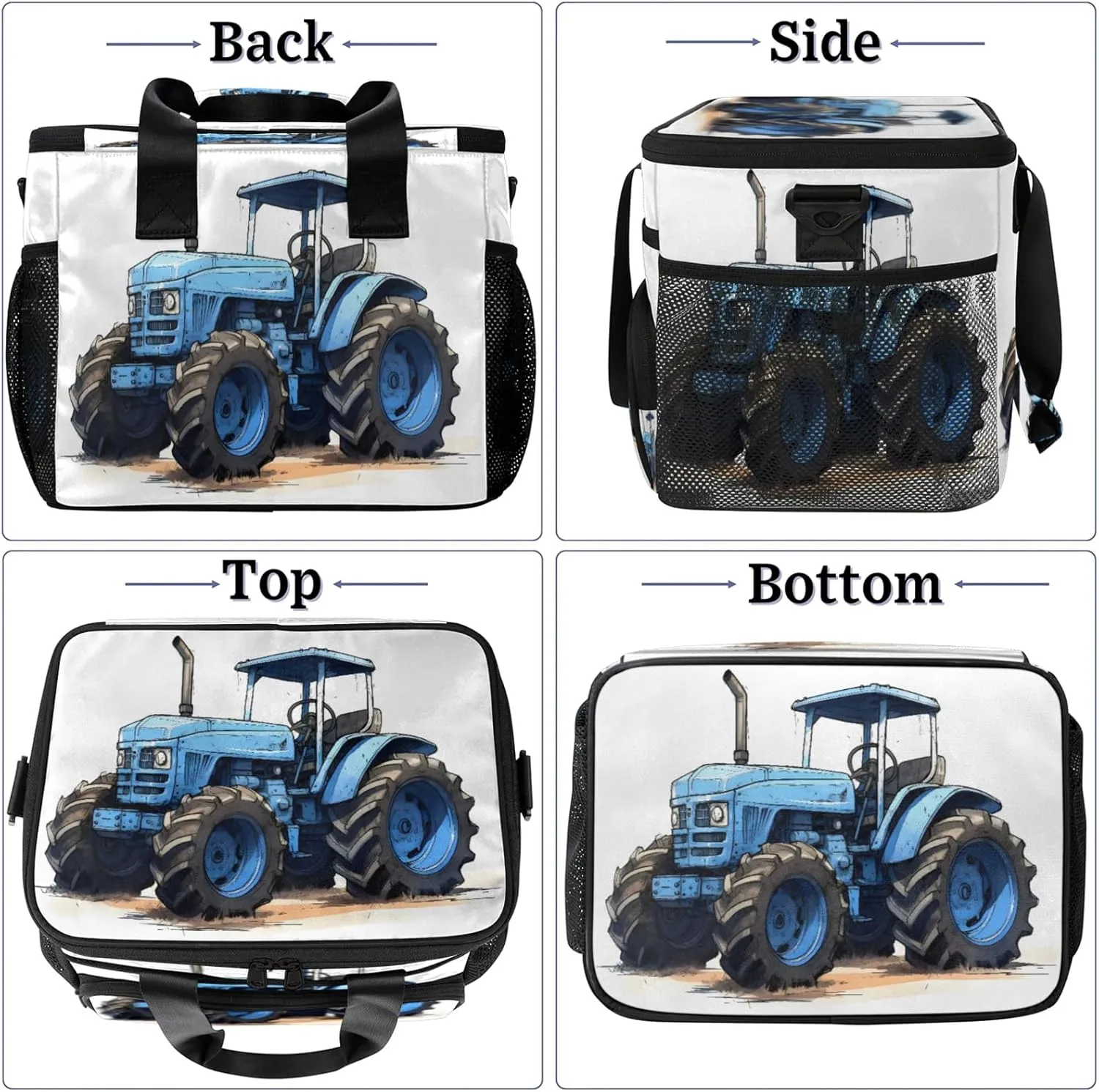 Farmland Vehicle Insulated Large Lunch Bag Lunchbox Reusable Leakproof Cooler Bags with Shoulder Strap for Adult Men Women Work Picnic