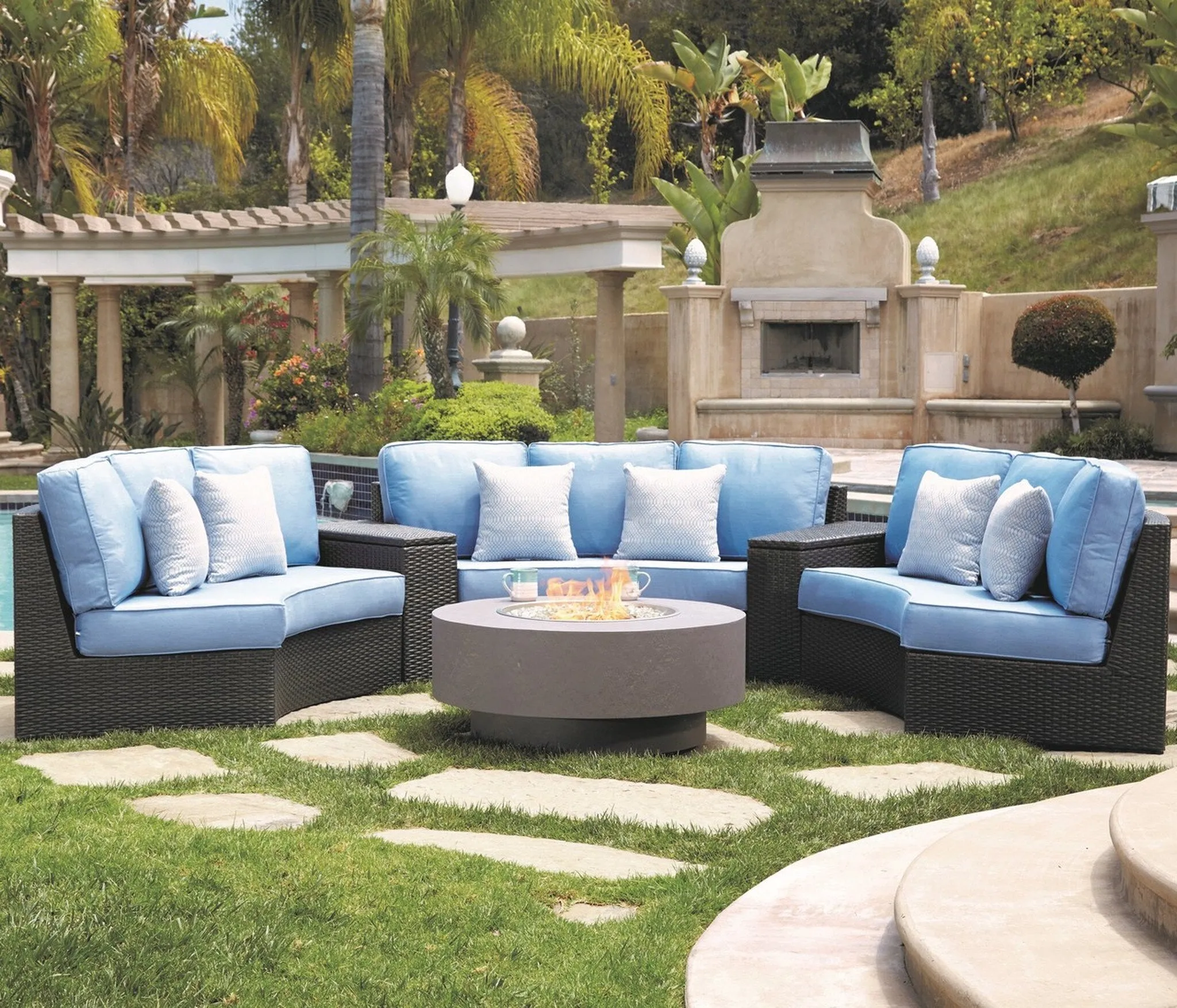 Faux Concrete 42" Round Fire Pit By Patio Renaissance