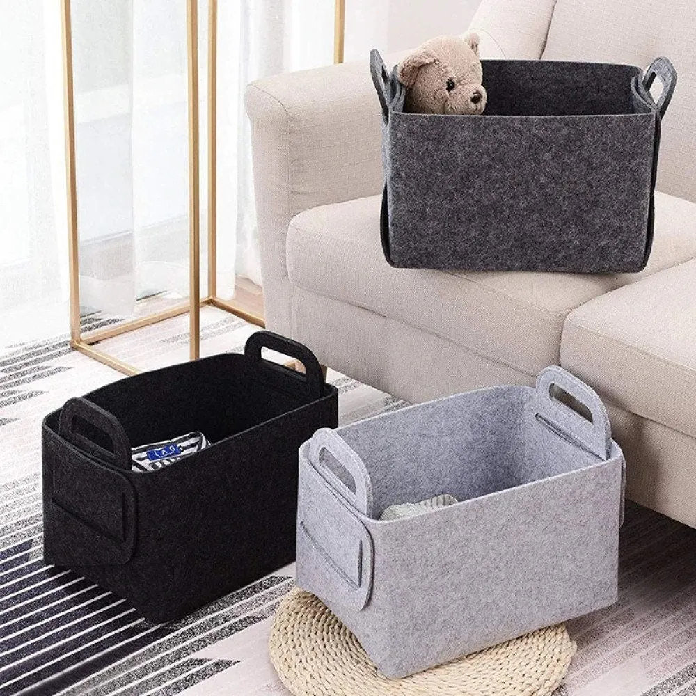 Felt Storage Basket, Handmade Storage Bin, Home Decor, Catch All Basket, Felt Organizer Box, Stationary Bin, Boho