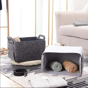 Felt Storage Basket, Handmade Storage Bin, Home Decor, Catch All Basket, Felt Organizer Box, Stationary Bin, Boho