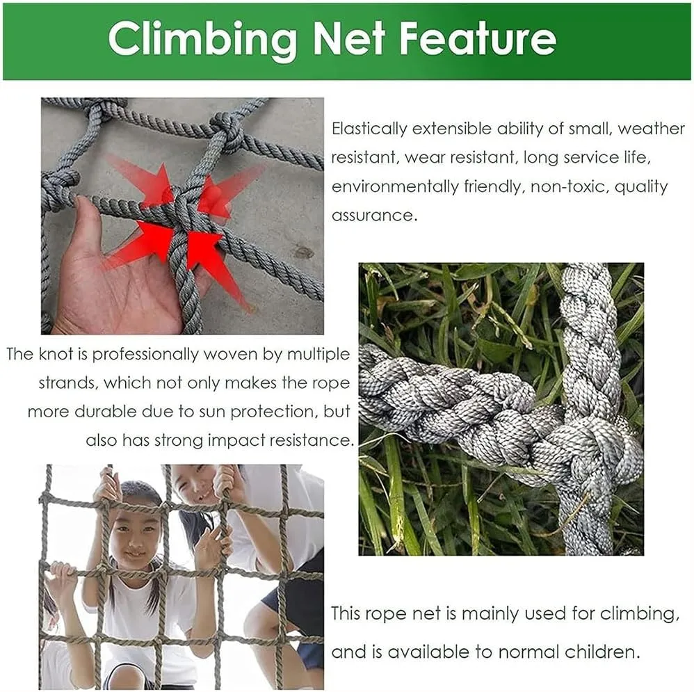 Fence Nets Climbing Netting Automotive Cargo Nets Heavy Duty Rope Cargo Net Anti-Wear Balcony Railing Protection Fence Net Children Outdoor Climbing Net (Size : 2X3m/6.6X9.8ft)