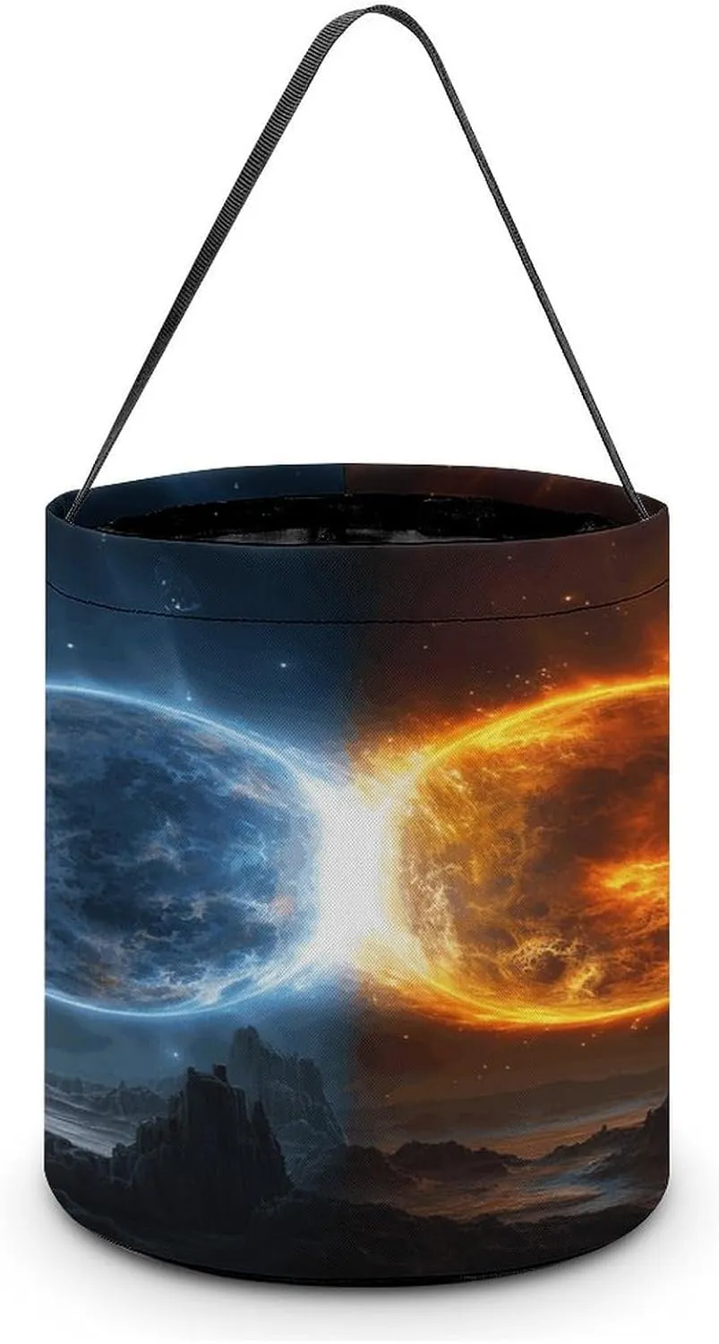 Fire And Water Planets Halloween Tote Candy Bag Candy Basket Candy Bucket Gift Bag for Halloween Party